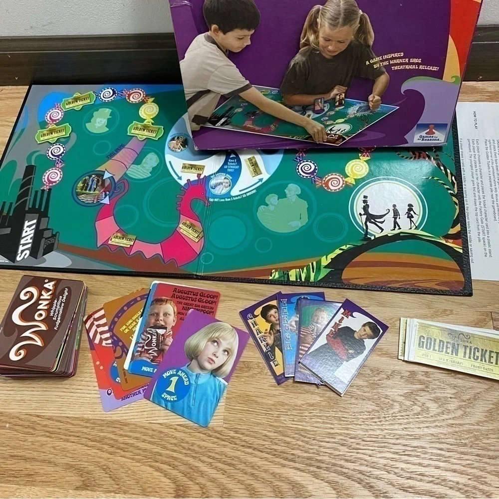 Vintage Charlie and the Chocolate Factory Board Game Kids Toy Purple Orange